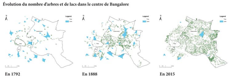 The number of lakes in Bangalore increased between 1791 and 1888 then rapidly decreased after piped water was brought in.